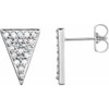 Triangle Earrings Mounting in Platinum for Round Stone, 3.63 grams