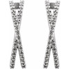 Criss Cross J Hoop Earrings Mounting in 14 Karat White Gold for Round Stone, 1.21 grams