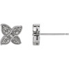 Leaf Earrings Mounting in 14 Karat White Gold for Round Stone, 0.88 grams