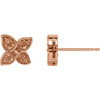 Leaf Earrings Mounting in 14 Karat Rose Gold for Round Stone, 0.91 grams