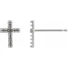 Cross Earrings Mounting in 14 Karat White Gold for Round Stone, 0.15 grams