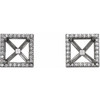 Square 4 Prong Halo Style Earrings Mounting in 14 Karat White Gold for Square Stone, 1.86 grams