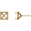 Square 4 Prong Halo Style Earrings Mounting in 14 Karat Yellow Gold for Square Stone, 1.9 grams