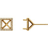 Square 4 Prong Halo Style Earrings Mounting in 18 Karat Yellow Gold for Square Stone, 2.28 grams