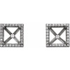 Square 4 Prong Halo Style Earrings Mounting in Platinum for Square Stone, 2.9 grams
