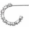 Accented Hoop Earrings Mounting in Sterling Silver for Round Stone, 0.8 grams