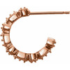 Accented Hoop Earrings Mounting in 14 Karat Rose Gold for Round Stone, 0.99 grams