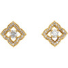 Halo Style Clover Earrings Mounting in 14 Karat Rose Gold for Round Stone, 1.64 grams