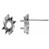 Accented Earrings Mounting in 10 Karat White Gold for Oval Stone, 0.78 grams