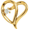 Accented Heart Earrings Mounting in 14 Karat Yellow Gold for Round Stone, 0.73 grams