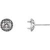 Round 4 Prong Halo Style Earrings Mounting in Platinum for Round Stone, 0.92 grams