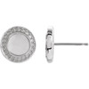 Halo Style Earrings Mounting in 14 Karat White Gold for Round Stone, 1.08 grams