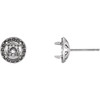 Round 4 Prong Halo Style Earrings Mounting in Sterling Silver for Round Stone, 0.49 grams