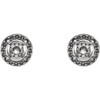 Round 4 Prong Halo Style Earrings Mounting in Sterling Silver for Round Stone, 0.49 grams