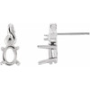 Accented Cabochon Earrings Mounting in 14 Karat White Gold for Oval Stone, 0.85 grams