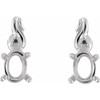 Accented Cabochon Earrings Mounting in 14 Karat White Gold for Oval Stone, 0.85 grams