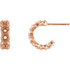 Accented Hoop Earrings Mounting in 14 Karat Rose Gold for Round Stone, 1.39 grams