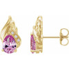 Accented Earrings Mounting in 14 Karat Yellow Gold for Pear shape Stone, 1.05 grams