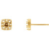 Square Cluster Earrings Mounting in 14 Karat Yellow Gold for Round Stone, 0.55 grams