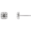Square Cluster Earrings Mounting in 14 Karat White Gold for Round Stone, 0.53 grams