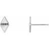 Geometric Earrings Mounting in 14 Karat White Gold for Round Stone, 0.32 grams
