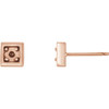Accented Earrings Mounting in 14 Karat Rose Gold for Round Stone, 0.65 grams