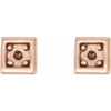 Accented Earrings Mounting in 14 Karat Rose Gold for Round Stone, 0.65 grams