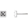 Accented Earrings Mounting in 14 Karat White Gold for Round Stone, 0.63 grams