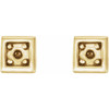 Accented Earrings Mounting in 14 Karat Yellow Gold for Round Stone, 0.65 grams