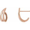 Freeform J Hoop Earrings Mounting in 14 Karat Rose Gold for Round Stone, 1.07 grams