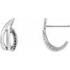 Freeform J Hoop Earrings Mounting in 14 Karat White Gold for Round Stone, 1.04 grams