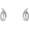 Freeform J Hoop Earrings Mounting in 14 Karat White Gold for Round Stone, 1.04 grams