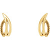 Freeform J Hoop Earrings Mounting in 14 Karat Yellow Gold for Round Stone, 1.07 grams