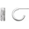 Beaded Hoop Earrings Mounting in 14 Karat White Gold for Round Stone, 1.71 grams