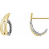 Freeform J Hoop Earrings Mounting in 14 Karat Yellow/White Gold for Round Stone, 1.07 grams