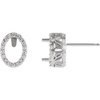 Oval 4 Prong Halo Style Earrings Mounting in 14 Karat White Gold for Oval Stone, 1.39 grams