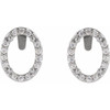 Oval 4 Prong Halo Style Earrings Mounting in 14 Karat White Gold for Oval Stone, 1.39 grams