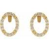 Oval 4 Prong Halo Style Earrings Mounting in 18 Karat Yellow Gold for Oval Stone, 1.7 grams
