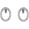 Oval 4 Prong Halo Style Earrings Mounting in 18 Karat White Gold for Oval Stone, 1.62 grams