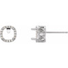 Cushion 4 Prong Halo Style Earrings Mounting in Platinum for Cushion Stone, 2.27 grams