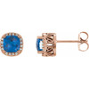 Cushion 4 Prong Halo Style Earrings Mounting in 14 Karat Rose Gold for Cushion Stone, 1.51 grams