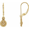 Beaded Pearl Lever Back Earrings Mounting in 14 Karat Yellow Gold for Pearl Stone, 1.01 grams