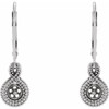 Beaded Pearl Lever Back Earrings Mounting in 14 Karat White Gold for Pearl Stone, 1 grams