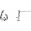 Accented Pearl Earrings Mounting in Platinum for Pearl Stone, 0.94 grams