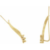 Three Stone Ear Climbers Mounting in 14 Karat Yellow Gold for Round Stone, 1.08 grams