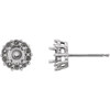 Round 4 Prong Halo Style Earrings Mounting in Platinum for Round Stone, 1.07 grams