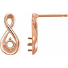 Infinity Inspired Earrings Mounting in 14 Karat Rose Gold for Round Stone, 0.52 grams