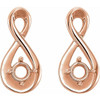 Infinity Inspired Earrings Mounting in 14 Karat Rose Gold for Round Stone, 0.52 grams