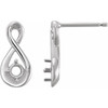 Infinity Inspired Earrings Mounting in 14 Karat White Gold for Round Stone, 0.5 grams