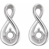 Infinity Inspired Earrings Mounting in 14 Karat White Gold for Round Stone, 0.5 grams